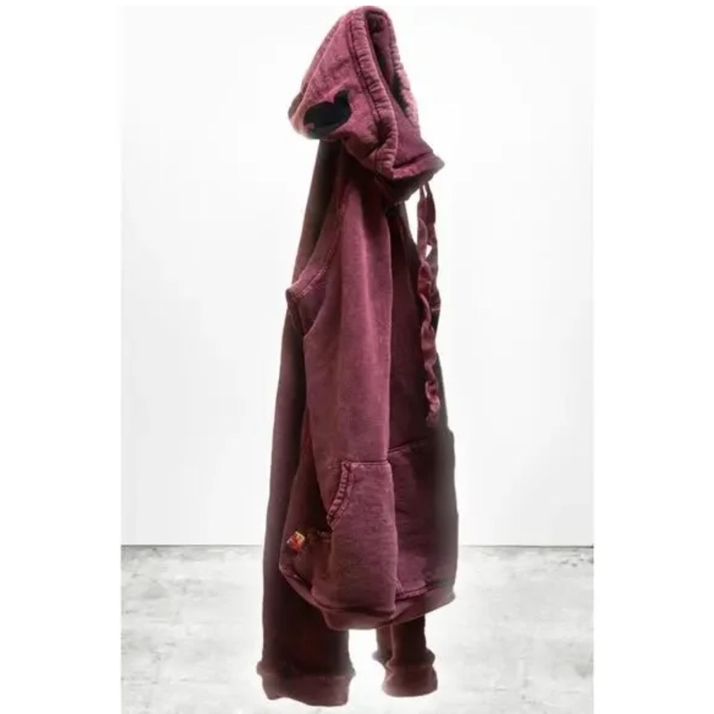 FreeCity Superfluff Lux Vintage Bath Pullover Hoodie in Beet Juice 2/M